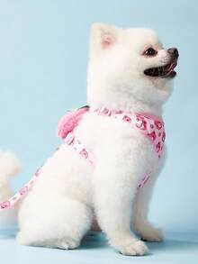 PETSIN Cute Pink Strawberry & Bear Pattern Printed Pet Dog Cat Harness & Leash Set, Suitable For Dogs And Cats - Multicolor - View 8