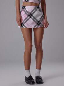 MUSERA Low Rise Checked Woven Mini Skirt Bottom Only Sexy Cute Y2k 90's Night Out Cool Girl - Multicolor - View 2