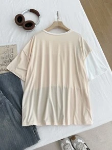 Comfortcana Plus Colour Block Drop Shoulder Tee - Multicolor - View 2