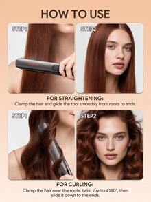 JMMO Hair Straightener And Curler, 8 Adjustable Temp, 360° Airflow Styler With Negative Ion, Fast Straightening, Water-Based Ceramic Coating Makes Hair Shiny, Flat Iron For All Hair Types, Hair Tools-US Plug Graduation Wedding Birthday Holiday Summer Fall Autumn Y2K Fancy Fashion Makeup Cosmetic Party Beach Travel Camping Outdoors School Campus Trip Festivals Decor Gift - Grey - View 9