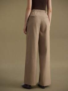 Ontre 2025 Winter Women's Loose Pleated Wide Leg Pants,Khaki,Autumn Business Casual Office Trousers,Old Money Style Effortless High-End Urban Commuting Wear - Grey - View 3