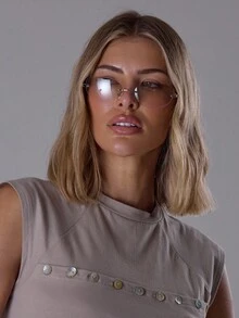 MUSERA Silver Rimless Y2K Fashion Glasses - Grey - View 1