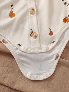 Vintaside Kids 秋季男婴乡村风植物水果印花长袖连体衣，适合日常穿着和秋冬季外出。 - 杏色 - 查看 7