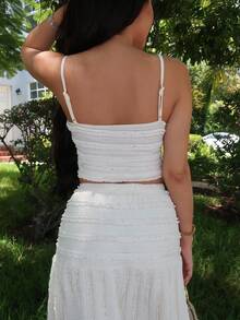 Durrani Popal Women's Apricot Elegant Ruffle Edge Camisole And Skirt 2 Pieces Set, Vacation Outfits Woman, Summer Outfits For Women, Western Wear Women, Country Outfits, Vacation Two Pieces Set