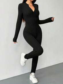 Rafferiza Mono de manga larga y pantalón de tela de felpa texturizada para mujer, sexy y ajustado, para otoño/invierno