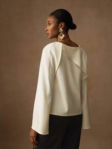 Vesra Women's Solid Color Flare Sleeve Elegant Blouse Fall Cloth For Women