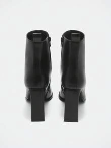 Maija Botas de tacón alto grueso de media pantorrilla versátiles y de uso diario para mujer - Negro - Ver 5