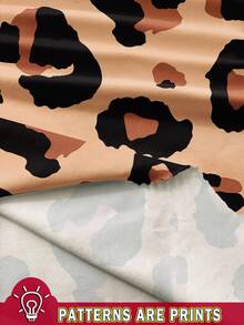 SHEIN LUNE 女士休闲简约豹纹圆领修身短袖T恤，适合春季、夏季、度假穿着，适合外出休闲穿着。 - 彩色 - 查看 3