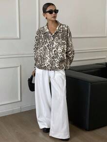 Livesso Autumn/Winter New Loose Casual Leopard Print Women Denim Jacket - Army Green - View 6