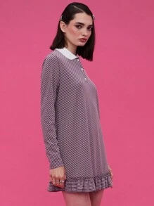 COUREZ Rugby Polo Shirt Mini Dress With Frill Hem /Y2K Going Out Outfits Fall Women Clothes Fall Clothes Cute Winter Clothes Back To School Date Outfits