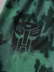Transformers X SHEIN Tween Boy 休闲时尚街头迷彩机器人字母图案卫衣和运动裤套装，春秋季 - 彩色 - 查看 7