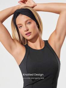 GLOWMODE 1 件装 FeatherFit™ 扭结反光弹力柔软吸汗扭结头带健身运动日常休闲 - 黑色 - 查看 3