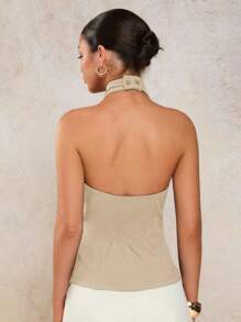 COSMINA Women's Elegant Criss-Cross Halter Neck Camisole, Suitable For Spring/Summer Vacation