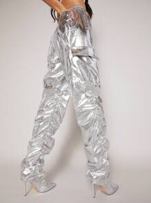 Metallic Point Toe Stiletto Heeled Boots