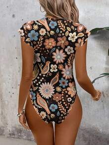 SHEIN LUNE Áo liền thân in họa tiết thường ngày dành cho nữ, thích hợp cho mùa xuân/hè, đi nghỉ mát. - Nhiều màu - Xem 2