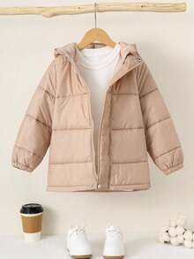 SHEIN 儿童男童休闲舒适百搭连帽冬季外套、绗缝大衣