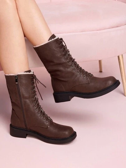 CUCCOO DOLLMOD Women's Fashionable & Versatile Thermal-Lined Mid-Calf Boots, Autumn/Winter