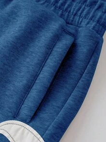 ROMWE MEN Street Life Quần short nam túi vá thêu dáng rộng thoải mái có cạp chun - Màu xanh lam - Xem 4