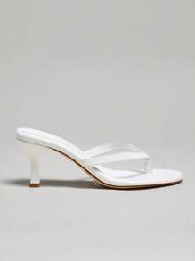 SHUZIA 女士简约漆皮PU人字跟凉鞋 - 白色 - 查看 4