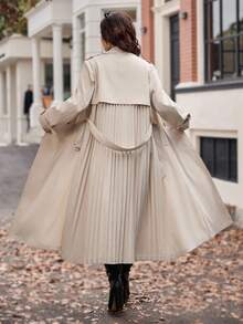 Vionelle Plus Size Women's Elegant French Style Long Trench Coat, Suitable For Commuting And Daily Wear, Autumn/Winter Winter Autumn Fall - Apricot - View 2