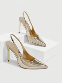 CUCCOO SZL Giày cao gót mũi nhọn dự tiệc cho nữ, thanh lịch và thời trang - Vàng - Xem 3