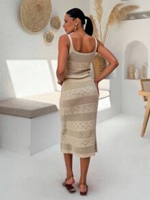 Woman Sweater Cover Up Two Pieces Beachwear Maxi Length - White - View 2