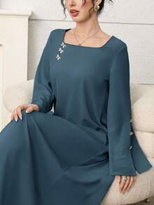 Yasmyna Váy suông rộng đính nơ thanh lịch và kín đáo dành cho nữ - Màu xanh lam - Xem 6