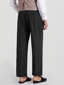 Marvello Homme 男士设计师正装裤，时尚休闲正式黑色西装裤，优雅垂坠效果 - 黑色 - 查看 3