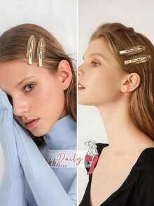 8/2pcs Gold-Tone No Bend Hair Clips Creaseless Sparkling Bridal Headpiece Bridesmaid Hair Wedding Accessories Elegant Hair Ornament For Bridesmaid Gift - Gold - View 4
