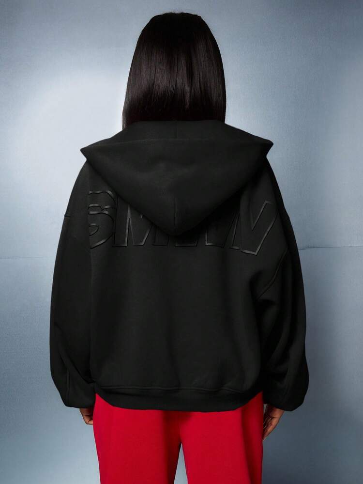 SUMWON WOMEN Oversized Full Zip Hoodie With Embossed Logo