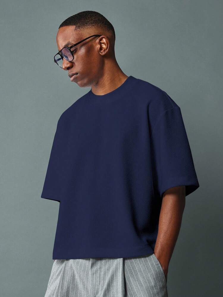 SUMWON Crop Fit Oversized Drop Shoulder Boxy Fit T-Shirt Jersey Basic Essential Crew Neck Casual Everyday Basic Short Sleeve Spring Summer Streetwear Plain