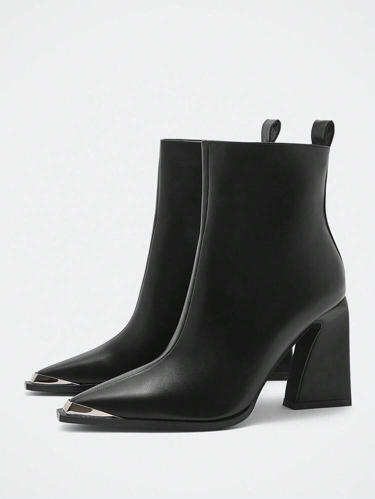 Women's Fashion Versatile Commuting Chunky High Heel Mid-Calf Boots For Christmas