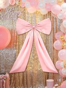 1 件巨型粉色蝴蝶结墙饰 - 大型优质涤纶面料丝带领带，易于悬挂，适合生日派对、婚礼、单身派对、新娘送礼会照片背景 - 粉色、黑色和白色 - 多功能派对和家居装饰、房间装饰 - 彩色 - 查看 9