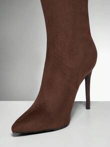 SHUZIA 女式简约细高跟休闲靴 - 巧克力棕 - 查看 7