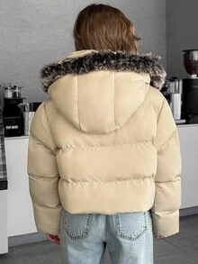 Women, Winter, Autumn, Long Sleeve, Short Length, Pocket, Puffer Jacket Women Winter Clothes Oversized Jacket Outerwear Women Fur Hood Puffer Jacket Oversized Puffer Jacket