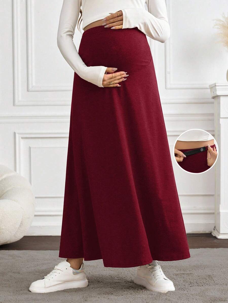 SHEIN Elegant Solid Color Skirt For Pregnant Women, Suitable For Commuting