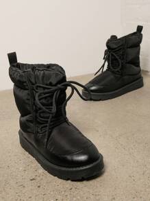 SHUZIA 中長系結雪地靴 - 黑色 - 查看 4