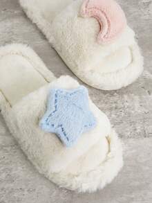 SHUZIA 女款平台室內毛絨拖鞋涼鞋，舒適休閒