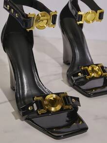 SHUZIA Ladies" Fashionable Buckle Designed High-Heeled Sandals - Black - View 2