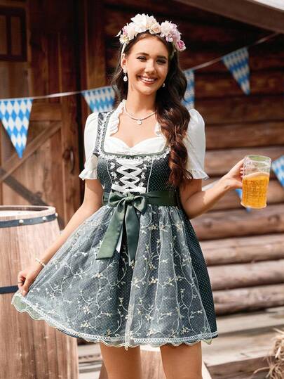 Firerie Dames Oktoberfest Dirndl-jurk, Dames Oktoberfest-kostuum, Feestjurk