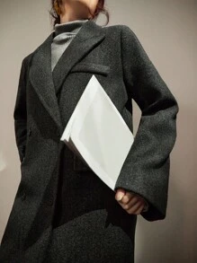 DAZY 女士宽松大衣，保暖内衬，休闲商务通勤优雅办公装，秋冬季 - 灰色 - 查看 12