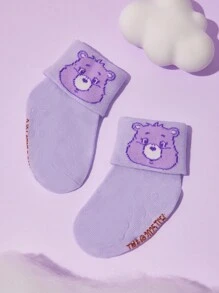 SHEIN X Care Bears 4 Pairs Cotton Soft & Breathable Moisture-Wicking Babys Mid-Calf Socks Cute Cartoon Bears Pattern Infant Crew Socks Unisex For Boys & Girls All Seasons All-Match - Multicolor - View 4