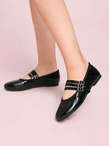 CUCCOO DOLLMOD 女士时尚黑色网眼蝴蝶结平底鞋 - 黑色 - 查看 3