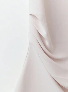 SHEIN Clasi Women's Ruched Collar Solid Color Elegant Business Blouse - Apricot - View 4