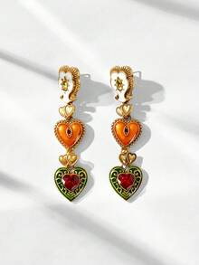 Maija Elegant Vintage Palace Style Heart Rhinestone Earrings For Women