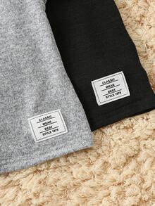 SHEIN Set de 2 camisetas de manga larga con cuello de tortuga de unicolor para niños/niñas pequeños, cómodas, versátiles y de moda básica, adecuadas para interiores, exteriores, uso diario, deportes, juegos, fiestas, fotografía y vacaciones en otoño/invierno - Multicolor - Ver 3