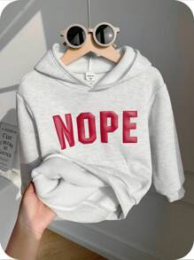 SHEIN بلوزة شبابية كاجوال مريحة متعددة الاستخدامات بطباعة ثلاثية الأبعاد مع كابوشون، مبطنة بقماش سميك، مناسبة للمدرسة