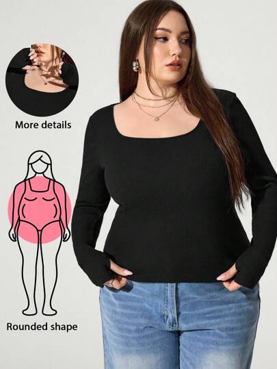 Enliva 大码女式高弹力修身长袖 T 恤，露指长袖 T 恤，女士秋季服装/秋冬