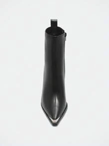 Maija Botas de tacón alto grueso de media pantorrilla versátiles y de uso diario para mujer - Negro - Ver 3