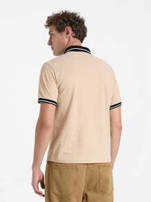 Calvornis Men's Casual Contrast Color Block Short Sleeve Polo Shirt Polo Shirts For Men - Khaki - View 2